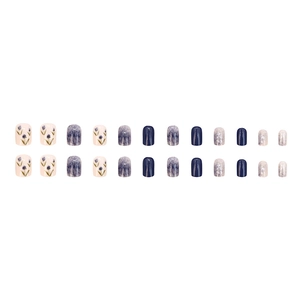 Kurzes künstliches Nagel-Set mit 24 blauen Gletscherverlauf und Tulpen-Designs