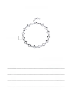 Detail of 925 sterling silver hollow cross chain bracelet with length measurements