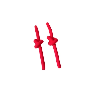 Minimalist red knotted silver needle stud earrings in high quality matte finish