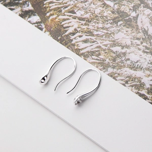 Elegant S925 sterling silver DIY earring hooks with sleek drop shape and pearl base