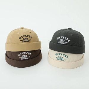 Kids Docker Hat Brimless Miki Hat Cotton Twill Retro Weekend Embroidered Beanie For Boys Girls Toddlers