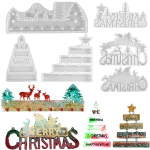 Christmas Silicone Molds For Resin Casting DIY Merry Christmas Elk Forest Wall Hook Tree Holiday Home Decor