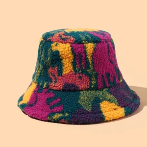 Cappello da pescatore patchwork colorato in lana di agnello da donna caldo invernale