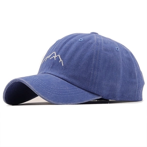 Casquette baseball bleu marine délavée vintage avec broderie montagne pour homme femme