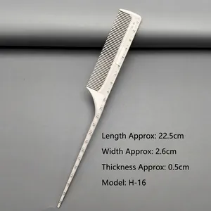Detail view of professional hair comb with scale markings showing 22.5cm length