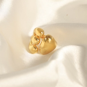 Minimalist irregular gold open ring with a smooth molten liquid aesthetic design