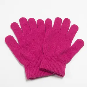 Winter Warme Strickhandschuhe Vollfinger Einfarbig Acryl Magische Handschuhe Rippbündchen Elastische Fäustlinge Unisex