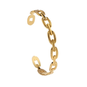 Bracciale a catena minimalista in acciaio al titanio dorato con maglie ovali lucide a specchio