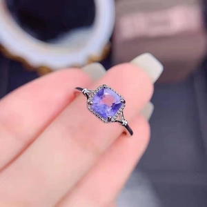 Elegant princess-cut lavender purple crystal ring with silver micro-paved zirconia halo