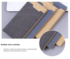 Detail of fabric wallet stitching and canvas texture in grey, blue, brown, and beige