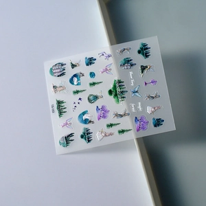 3D embossed enchanted forest nail stickers with fairy, castle and swan designs