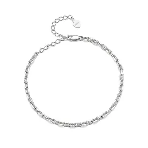 925 Sterling Silver Minimalist Mariner Link Chain Bracelet For Women With Heart Pendant Adjustable Silver Bracelet Jewelry