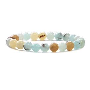 Stretch tiger eye and agate beaded bracelet with multi-color natural crystal stones
