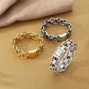 Interlinked stainless steel chain bracelets for men in gold, silver, and black finish