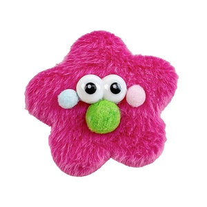 Elastico per capelli a stella marina in peluche rosa con pompon colorati e grandi occhi