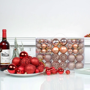 100pcs red and rose gold Christmas ball ornaments set with glitter and matte finishes