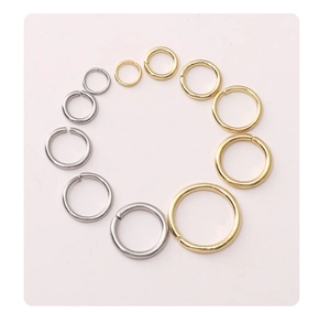 Detailed sizes of gold and silver stainless steel open jump rings for DIY jewelry making