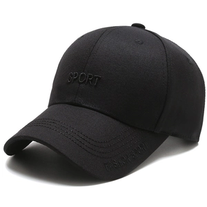 Cappellino da baseball classico in cotone nero con ricamo Sport per uomini