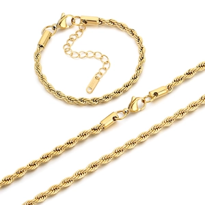 Bracelet chaîne torsadée en acier inoxydable doré pour hommes et femmes style hip-hop