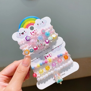 Kids acrylic beaded bracelet set with colorful cartoon unicorn and rainbow charms