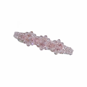 Pink faceted crystal bead hair clip with a silver metal spring barrette for women