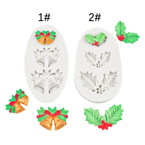 Christmas Silicone Molds Holly Leaf Berry Bell Bow For DIY Fondant Cake Decorating Chocolate Baking Clay Craft Novelty