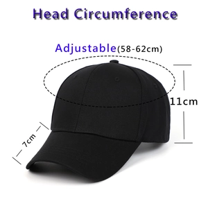 Guide des tailles pour casquette panda noire avec tour de tête réglable de 58-62cm