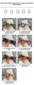 Série de sept lunettes de soleil carrées sans monture avec verres dégradés et cadre doré