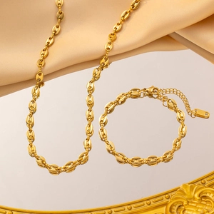 Minimalist Titanium Steel Coffee Bean Pig Nose Chain Necklace For Women Gold Silver Plated Clavicle Link Chain Jewelry Gift