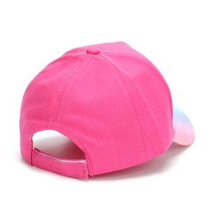 Detail of kids unicorn baseball cap with colorful gradient brim and adjustable velcro strap