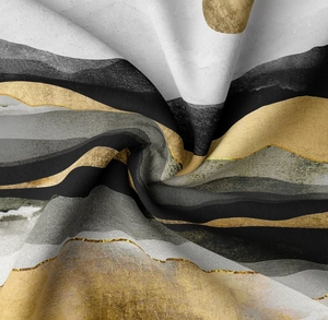 Detailed macro view showing the artistic mountain pattern and twill texture on this wall tapestry