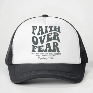 Casquette De Camionneur Faith Over Fear Maille Baseball Polyester Respirant Réglable Protection Solaire Pour Hommes Femmes