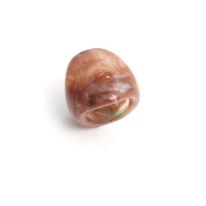 Chunky vintage brown marble acrylic ring set with trendy irregular texture and bold design