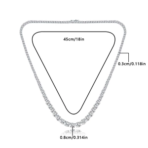 Silver tennis necklace with gradient zircons measuring 45cm with 0.8cm center stones