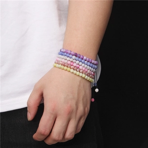 Stackable yoga energy bracelets with 6mm natural dragon vein agate beads and adjustable cord