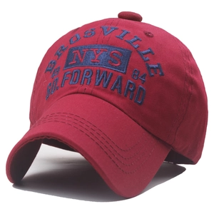 Classic burgundy cotton baseball cap with blue NYS 3D embroidery and Bronxville text
