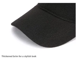 Macro shot of reinforced thickened brim on a black winter baseball cap for men