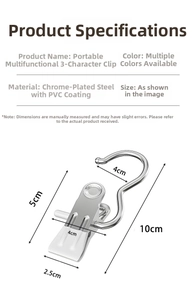 Macro detail of 10cm stainless steel hanging clip with white non-slip PVC coating