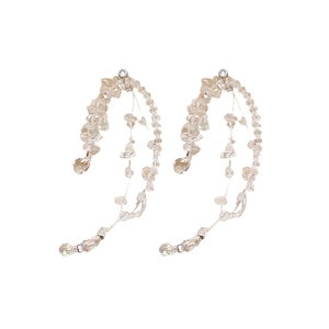 Irregular crystal drop tassel earrings with silver needles for a stylish vacation look