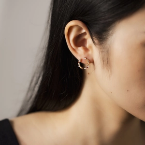 Elegant gold 925 silver C-shape earrings with colorful cubic zirconia and white pearls