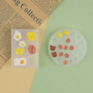 Mini food silicone mold set for DIY miniature waffle donut and croissant resin crafts