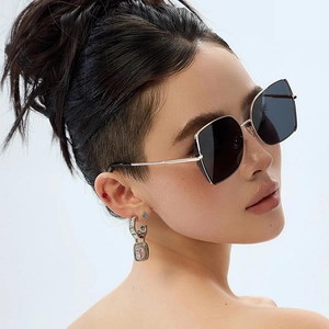 Women Irregular Large Frame Sunglasses Metal Nylon Lens UV400 Protection Fashion Retro Trendy Outdoor Sunshade Eyewear