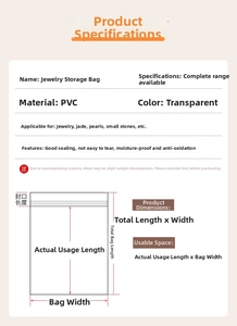 Detail view of transparent PVC jewelry storage bags with anti-oxidation seal properties