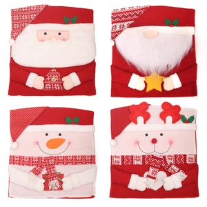 Set di 4 coprisedie natalizi con motivi di Babbo Natale, Gnomo, Pupazzo di neve e Renna