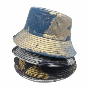 Bucket Hat Tie Dye Metallic Foil Shiny Reversible Sun Protection Retro Streetwear Fisherman Cap For Men Women Fashion