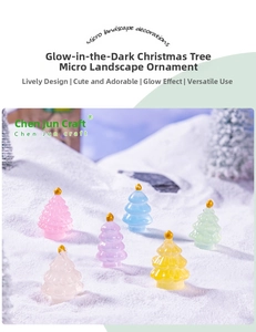 Luminous miniature Christmas trees in pastel colors on snow for DIY micro landscapes
