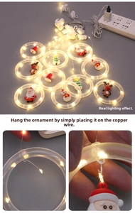 USB Christmas ring light string with warm LED Santa Claus and Reindeer ornaments