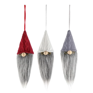 Three-piece Christmas gnome ornaments set with knitted hats and glasses decorations