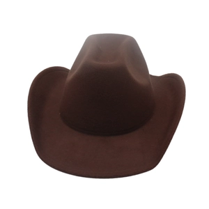 Detailed view of the dark brown classic western cowboy hat with a curved brim design