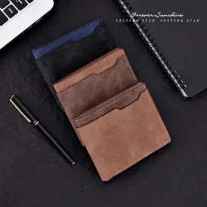 Matte PU-Leder Herren Geldbörsen in Dunkelblau, Braun und Khaki im kurzen Design
